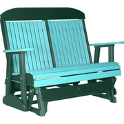 LuxCraft LuxCraft Aruba Blue 4 ft. Recycled Plastic Highback Outdoor Glider Bench Aruba Blue Green Highback Glider 4CPGABG