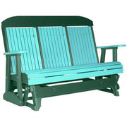 LuxCraft LuxCraft Aruba Blue 5 ft. Recycled Plastic Highback Outdoor Glider With Cup Holder Aruba Blue on Green Highback Glider 5CPGBG-CH