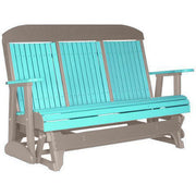 LuxCraft LuxCraft Aruba Blue 5 ft. Recycled Plastic Highback Outdoor Glider With Cup Holder Aruba Blue on Weatherwood Highback Glider 5CPGBWW-CH