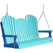 LuxCraft LuxCraft Aruba Blue Adirondack 5ft. Recycled Plastic Porch Swing Aruba Blue on Blue / Adirondack Porch Swing Porch Swing