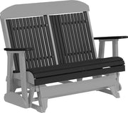 LuxCraft LuxCraft Black 4 ft. Recycled Plastic Highback Outdoor Glider Bench Black Gray Highback Glider 4CPGBKGR