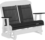 LuxCraft LuxCraft Black 4 ft. Recycled Plastic Highback Outdoor Glider Bench Black White Highback Glider 4CPGBKWH