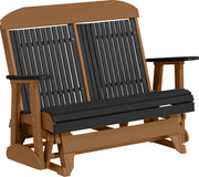 LuxCraft LuxCraft Black 4 ft. Recycled Plastic Highback Outdoor Glider Bench With Cup Holder Black Cedar Highback Glider 4CPGBKC-CH