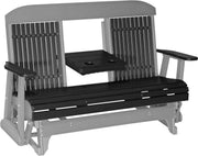 LuxCraft LuxCraft Black 5 ft. Recycled Plastic Highback Outdoor Glider Black on Dove Gray Highback Glider 5CPGBKDG