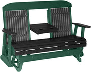 LuxCraft LuxCraft Black 5 ft. Recycled Plastic Highback Outdoor Glider Black on Green Highback Glider 5CPGBKG