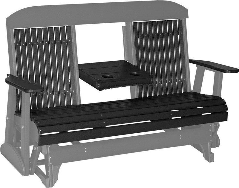 LuxCraft LuxCraft Black 5 ft. Recycled Plastic Highback Outdoor Glider Highback Glider
