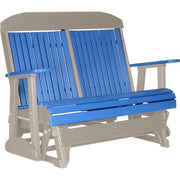 LuxCraft LuxCraft Blue 4 ft. Recycled Plastic Highback Outdoor Glider Bench Blue on Weatherwood Highback Glider 4CPGBWW