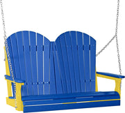 LuxCraft LuxCraft Blue Adirondack 4ft. Recycled Plastic Porch Swing Blue on Yellow / Adirondack Porch Swing Porch Swing 4APSBY