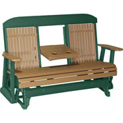 LuxCraft LuxCraft Cedar 5 ft. Recycled Plastic Highback Outdoor Glider Cedar on Green Highback Glider 5CPGCG