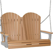LuxCraft LuxCraft Cedar Adirondack 4ft. Recycled Plastic Porch Swing Cedar on Dove Gray / Adirondack Porch Swing Porch Swing 4APSCDG