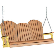 LuxCraft LuxCraft Cedar Adirondack 5ft. Recycled Plastic Porch Swing Cedar On Black / Adirondack Porch Swing Porch Swing 5APSCB