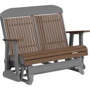 LuxCraft LuxCraft Chestnut Brown 4 ft. Recycled Plastic Highback Outdoor Glider Bench Chestnut Brown on Slate Highback Glider 4CPGCBRS