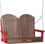 LuxCraft LuxCraft Chestnut Brown Adirondack 4ft. Recycled Plastic Porch Swing Chestnut Brown on Red / Adirondack Porch Swing Porch Swing 4APSCBRR