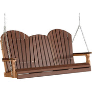 LuxCraft LuxCraft Chestnut Brown Adirondack 5ft. Recycled Plastic Porch Swing Chestnut Brown on Antique Mahogany / Adirondack Porch Swing Porch Swing 5APSCBRAM