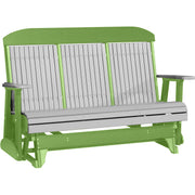 LuxCraft LuxCraft Dove Gray 5 ft. Recycled Plastic Highback Outdoor Glider Dove Gray on Lime Green Highback Glider 5CPGDGLG