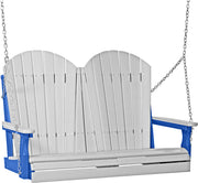LuxCraft LuxCraft Dove Gray Adirondack 4ft. Recycled Plastic Porch Swing Dove Gray on Blue / Adirondack Porch Swing Porch Swing 4APSDGBL