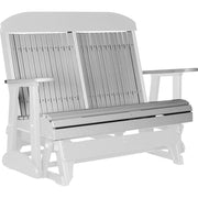 LuxCraft LuxCraft Gray 4 ft. Recycled Plastic Highback Outdoor Glider Bench Dove Gray on White Highback Glider 4CPGGRWH