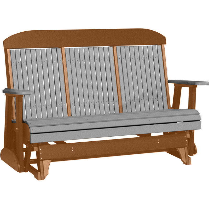 LuxCraft LuxCraft Gray 5 ft. Recycled Plastic Highback Outdoor Glider Gray on Antique Mahogany Highback Glider 5CPGRAM