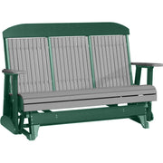 LuxCraft LuxCraft Gray 5 ft. Recycled Plastic Highback Outdoor Glider With Cup Holder Gray on Green Highback Glider 5CPGRG-CH