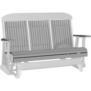 LuxCraft LuxCraft Gray 5 ft. Recycled Plastic Highback Outdoor Glider With Cup Holder Gray on White Highback Glider 5CPGRWH-CH