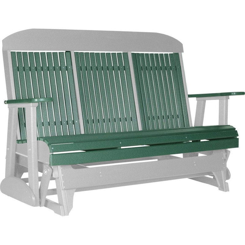 LuxCraft LuxCraft Green 5 ft. Recycled Plastic Highback Outdoor Glider With Cup Holder Green on Dove Gray Highback Glider 5CPGGDG-CH
