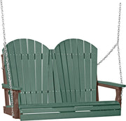 LuxCraft LuxCraft Green Adirondack 4ft. Recycled Plastic Porch Swing Green on Chestnut Brown / Adirondack Porch Swing Porch Swing 4APSGCB