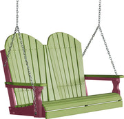 LuxCraft LuxCraft Lime Green Adirondack 4ft. Recycled Plastic Porch Swing Lime Green on Cherrywood / Adirondack Porch Swing Porch Swing 4APSLGCW