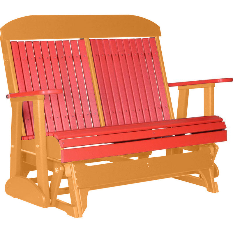 LuxCraft LuxCraft Red 4 ft. Recycled Plastic Highback Outdoor Glider Bench Red on Tangerine Highback Glider 4CPGRT