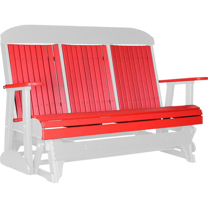 LuxCraft LuxCraft Red 5 ft. Recycled Plastic Highback Outdoor Glider Red on White Highback Glider 5CPGRWH