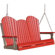 LuxCraft LuxCraft Red Adirondack 5ft. Recycled Plastic Porch Swing Red On Black / Adirondack Porch Swing Porch Swing 5APSRB