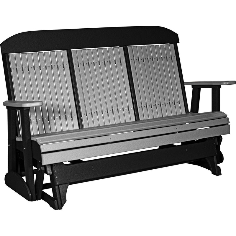 LuxCraft LuxCraft Slate 5 ft. Recycled Plastic Highback Outdoor Glider Slate on Black Highback Glider 5CPGSB
