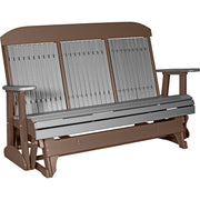 LuxCraft LuxCraft Slate 5 ft. Recycled Plastic Highback Outdoor Glider Slate on Chestnut Brown Highback Glider 5CPGSCB