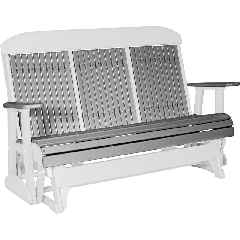 LuxCraft LuxCraft Slate 5 ft. Recycled Plastic Highback Outdoor Glider With Cup Holder Slate on White Highback Glider 5CPGSWH-CH