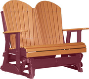 LuxCraft LuxCraft Tangerine 4 ft. Recycled Plastic Adirondack Outdoor Glider With Cup Holder Tangerine on Cherrywood Adirondack Glider 4APGTCW-CH