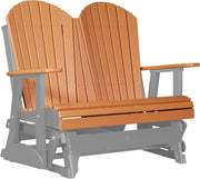 LuxCraft LuxCraft Tangerine 4 ft. Recycled Plastic Adirondack Outdoor Glider With Cup Holder Tangerine on Gray Adirondack Glider 4APGTGR-CH