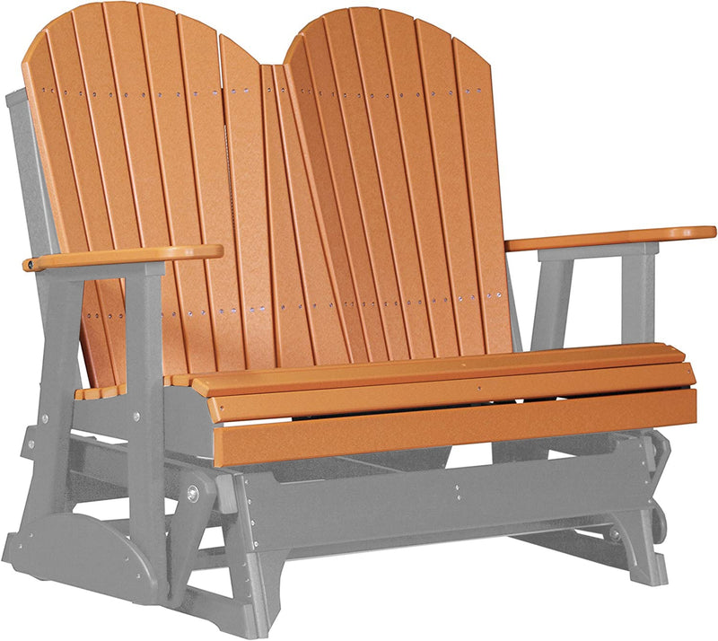 LuxCraft LuxCraft Tangerine 4 ft. Recycled Plastic Adirondack Outdoor Glider With Cup Holder Tangerine on Gray Adirondack Glider 4APGTGR-CH