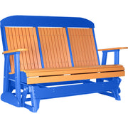 LuxCraft LuxCraft Tangerine 5 ft. Recycled Plastic Highback Outdoor Glider Tangerine on Blue Highback Glider 5CPGTBL