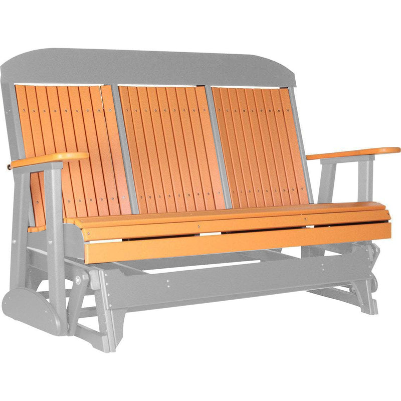 LuxCraft LuxCraft Tangerine 5 ft. Recycled Plastic Highback Outdoor Glider Tangerine on Gray Highback Glider 5CPGTGR