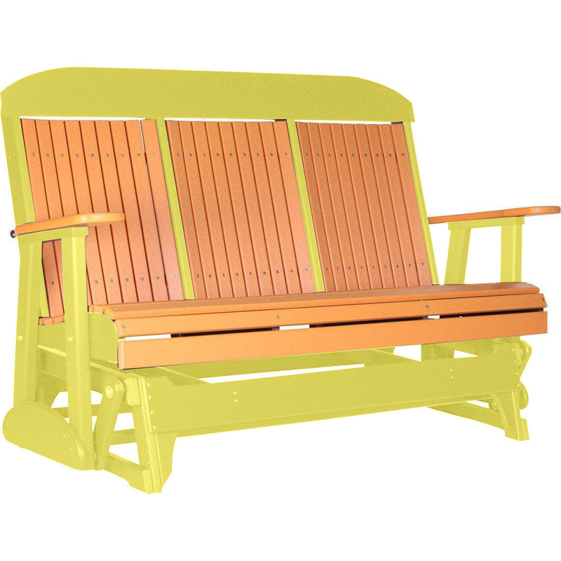 LuxCraft LuxCraft Tangerine 5 ft. Recycled Plastic Highback Outdoor Glider Tangerine on Yellow Highback Glider 5CPGTY