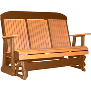 LuxCraft LuxCraft Tangerine 5 ft. Recycled Plastic Highback Outdoor Glider With Cup Holder Tangerine on Antique Mahogany Highback Glider 5CPGTAM-CH