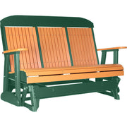 LuxCraft LuxCraft Tangerine 5 ft. Recycled Plastic Highback Outdoor Glider With Cup Holder Tangerine on Green Highback Glider 5CPGTG-CH