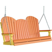 LuxCraft LuxCraft Tangerine Adirondack 5ft. Recycled Plastic Porch Swing Tangerine on Yellow / Adirondack Porch Swing Porch Swing 5APSTY