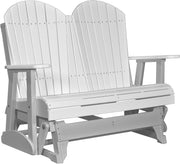 LuxCraft LuxCraft White 4 ft. Recycled Plastic Adirondack Outdoor Glider With Cup Holder White on Dove Gray Adirondack Glider 4APGWDG-CH