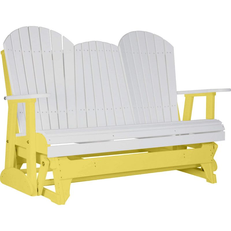 LuxCraft LuxCraft White 5 ft. Recycled Plastic Adirondack Outdoor Glider White on Yellow Adirondack Glider 5APGWY