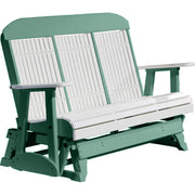 LuxCraft LuxCraft White 5 ft. Recycled Plastic Highback Outdoor Glider White on Green Highback Glider 5CPGWG