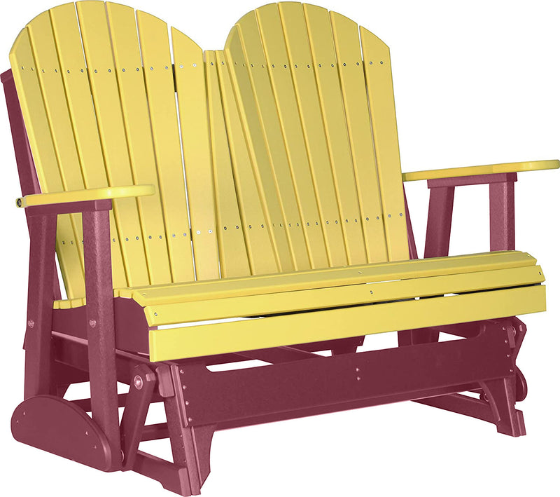 LuxCraft LuxCraft Yellow 4 ft. Recycled Plastic Adirondack Outdoor Glider Yellow on Cherrywood Adirondack Glider 4APGYCW