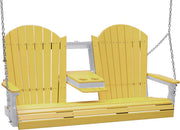 LuxCraft LuxCraft Yellow Adirondack 5ft. Recycled Plastic Porch Swing Yellow on Dove Gray / Adirondack Porch Swing Porch Swing 5APSYDG