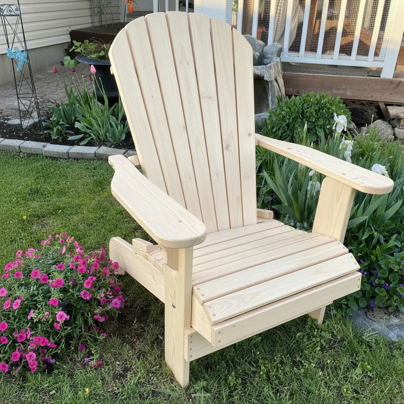 Wooden Royal Upright Adirondack Chair in Knotted Pine, Unstained