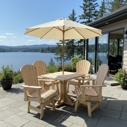 Dining Set for 4 with Pedestal Table in Knotted Pine, Unstained