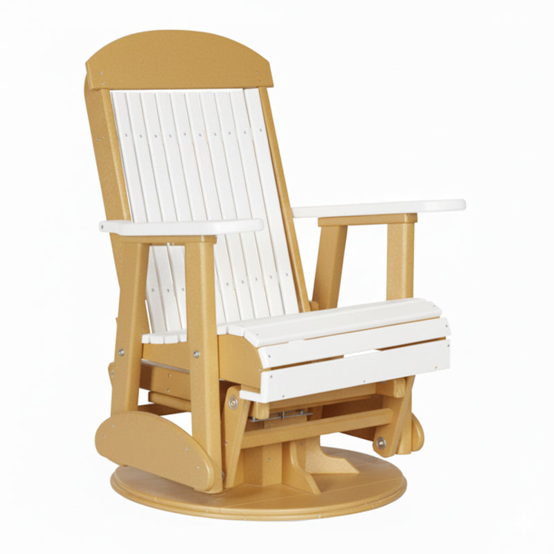 LuxCraft White 2 foot Classic Highback Recycled Plastic Swivel Glider Chair